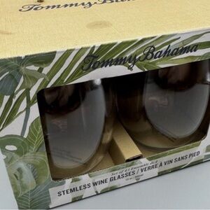 Tommy Bahama Leaf Design Stemless Wine Glasses